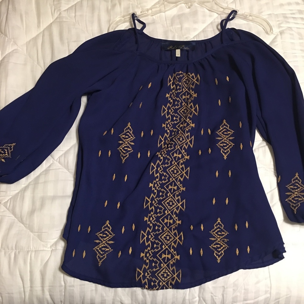 Royal blue cold shoulder top